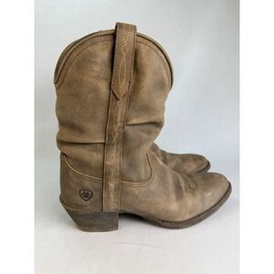 Ariat Boot Women Sz 7.5B Brown Taupe Reina Leather Cowgirl Western Slouch Bootie